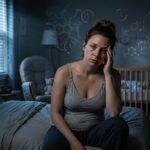 Mother awake at night showing silent biological storm of postpartum depression