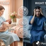 Postpartum preeclampsia warning signs showing mother experiencing severe symptoms after childbirth